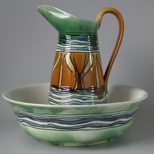 Large Minton Secessionist No.35 Jug and Wash Bowl