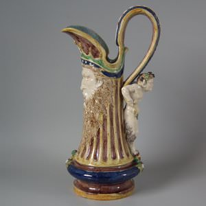 Majolica Palissy Bearded Man Ewer
