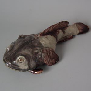 Rare Mafra Majolica Palissy Monkfish Wall Plaque