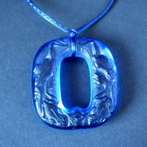 Rene Lalique Electric Blue Glass 'Grenouilles' Pendant