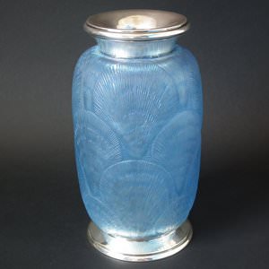 Rene Lalique Glass 'Coquilles' Vase with Silver Mounts