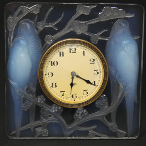 Rene Lalique Opalescent Glass 'Inseparables' Clock