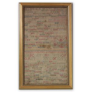 Antique Sampler, 1717 Band Sampler by Anna Prentice