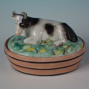 Staffordshire Cow Butter Dish and Cover