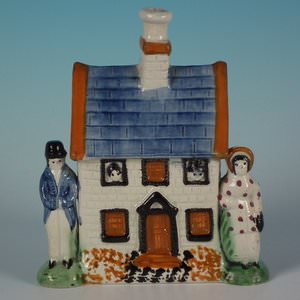 Staffordshire Prattware Pottery House Moneybox