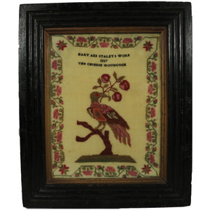 Antique Sampler, 1837, Woodcock by Mary Staley