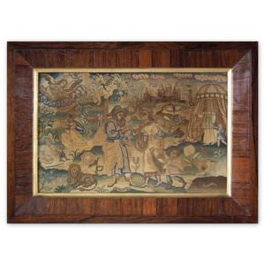 Charles II Antique Silkwork Embroidery Picture of Abraham