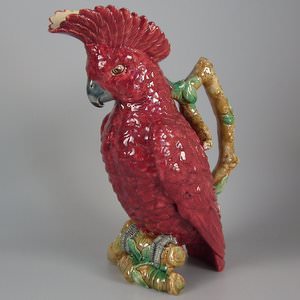 Brownfield Majolica Scarlet Cockatoo Jug/Pitcher