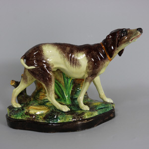 Jerome Massier Fils Majolica Dog Figural Vase