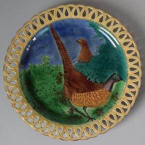 Wedgwood Majolica Pheasant Plate With Reticulated Rim