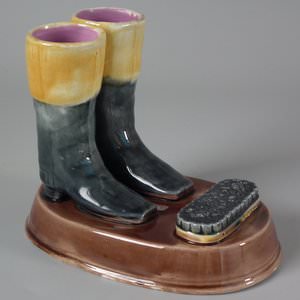 Majolica Boots & Brush Match Holder