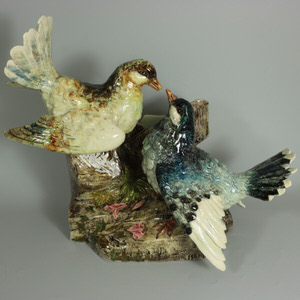 Delphin Massier Majolica Dove Vase Figural