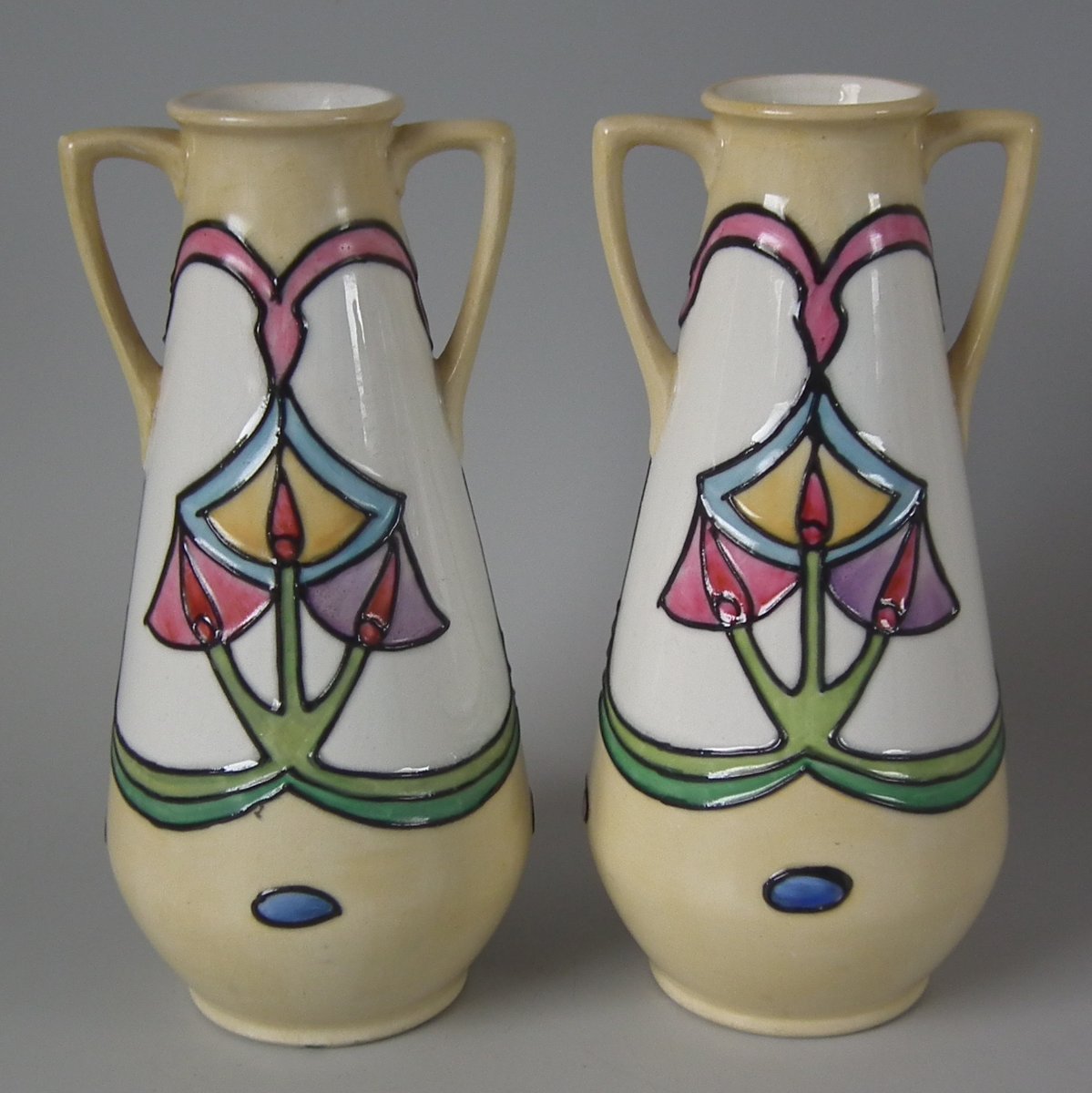 Pair Minton Secessionist No.12 two handled vases - ID#16686 Image 1