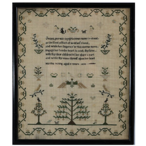 Antique Sampler, 1834, by Martha Young Aged 9