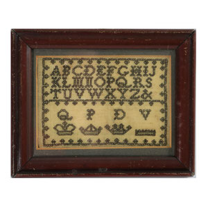 Antique Miniature Sampler, c.1835, with Crowns