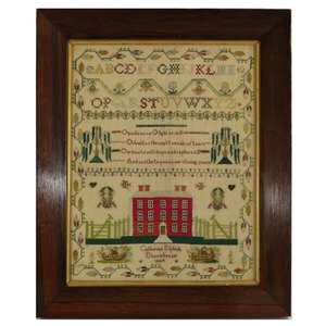 Antique Balloon Sampler, 1847, by Catherine Elphick