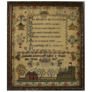 Antique Sampler, 1817, by Isabella Atkinson Aged 9