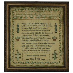 Antique Sampler, 1838, by Mary Hannah Beesley