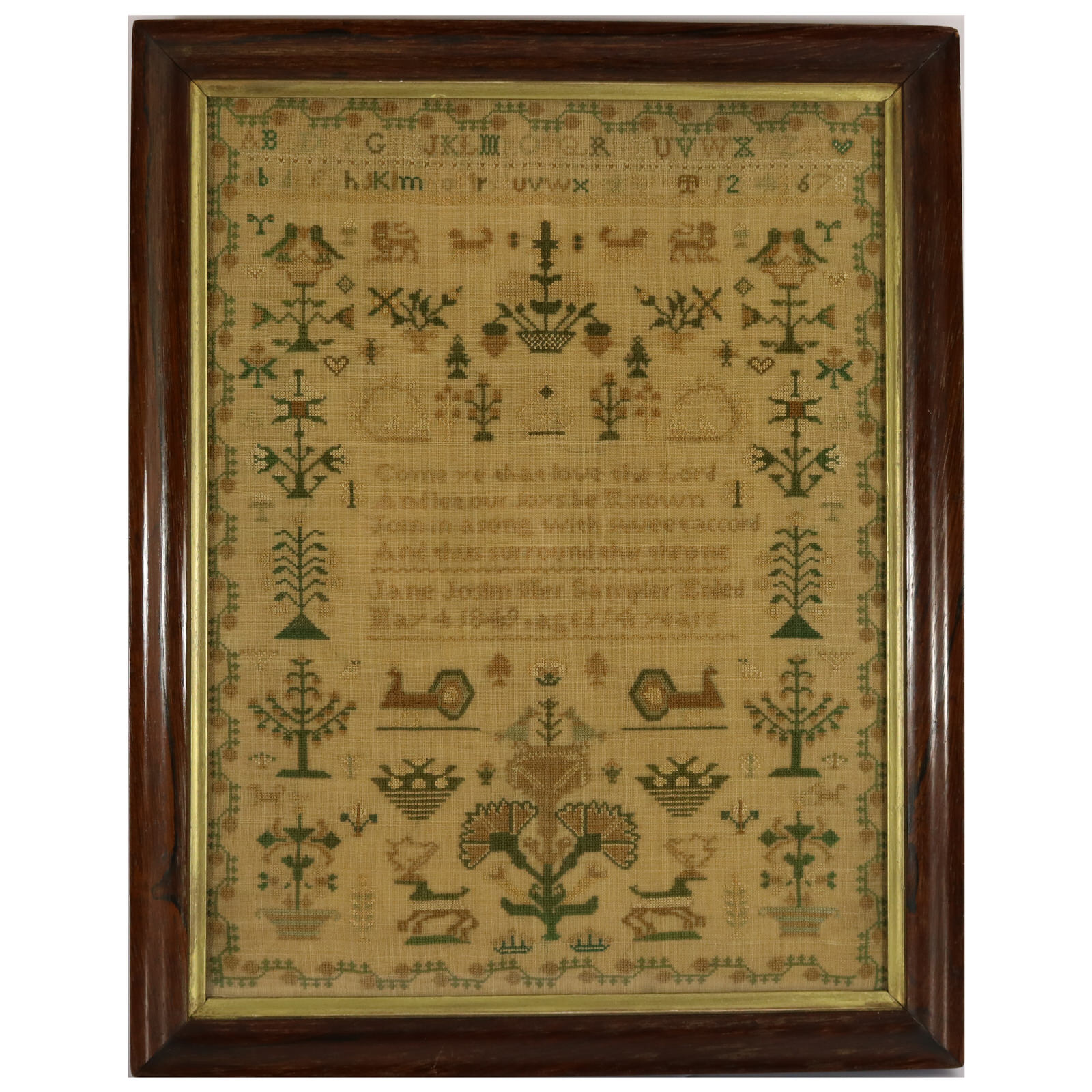Antique Sampler, 1849, by Jane Joslin - ID#22935 Image 1