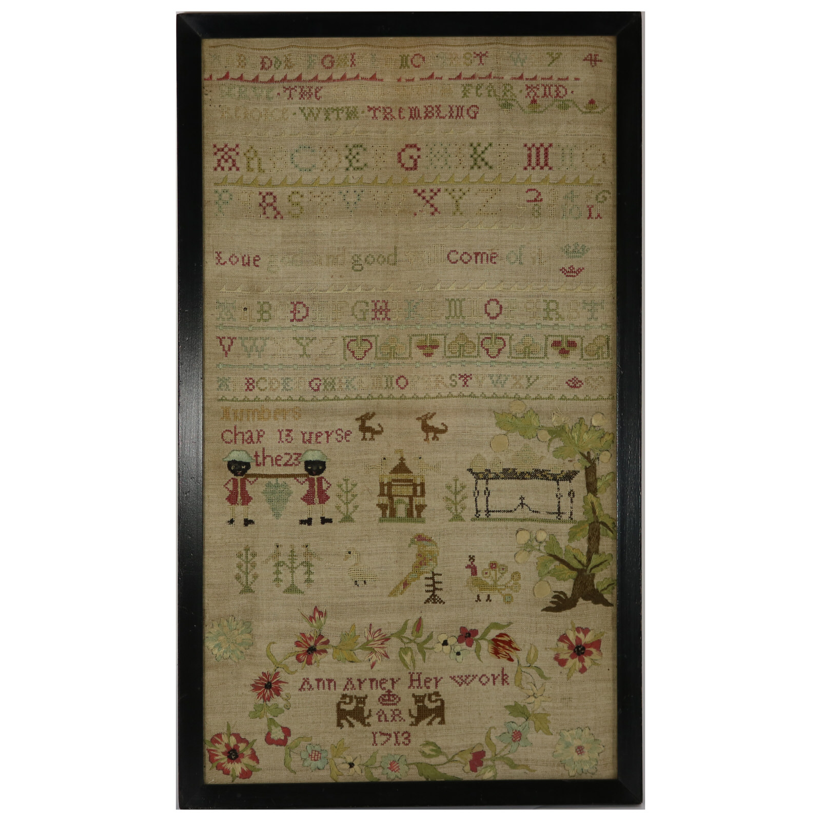 Antique Band Sampler, 1713, by Ann Arner - ID#23003 Image 1