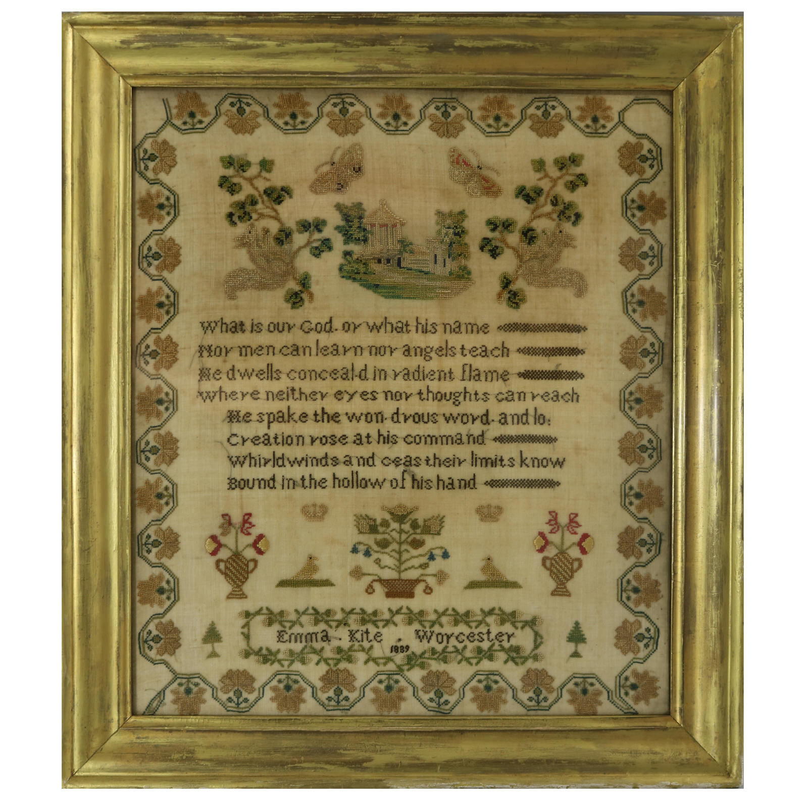 Antique Sampler, 1839, by Emma Kite - ID#23027 Image 1