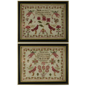 Pair Antique Samplers, 1825 and 1829, by Sarah Ann Terry