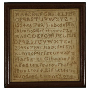 Mini Scottish Sampler, 1821, by Margaret Gibson