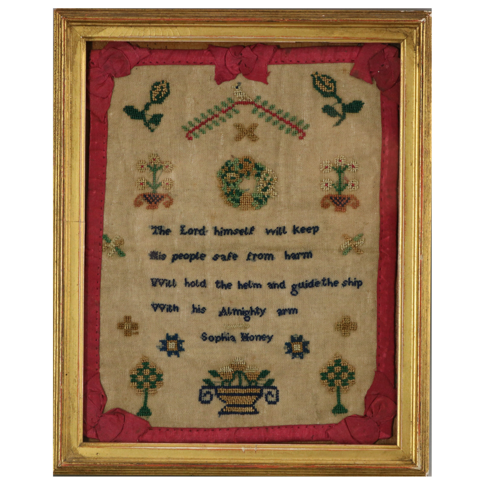 Antique Miniature Sampler, circa 1800, by Sophia Honey - ID#23068 Image 1