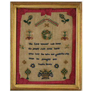 Antique Miniature Sampler, circa 1800, by Sophia Honey