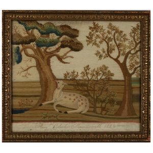 Regency Woolwork Deer Embroidery, Mary Clark 1826