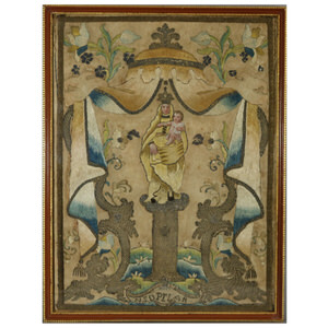 17thC Religious Silkwork Embroidery Picture