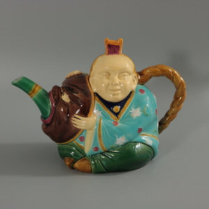 Minton Majolica Oriental Figure Teapot
