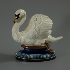 Hugo Lonitz Majolica Swan Figure