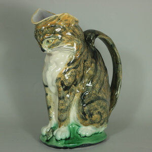 Gustafsberg Majolica Cat Pitcher