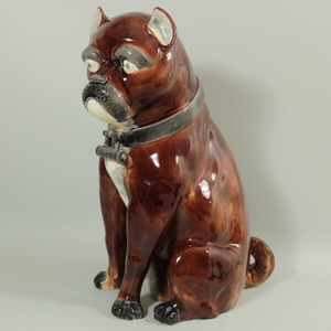 Large Majolica Pug Figure