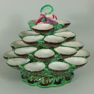 Minton Majolica Four Tiered Oyster Stand