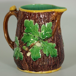 Minton Majolica Oak Jug/Pitcher with Snail Handle