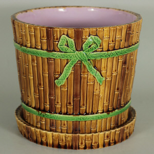 Minton Majolica Bamboo Planter & Stand