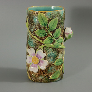 George Jones Majolica Dog Rose Vase
