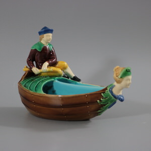 Minton Majolica Boy on Boat Dish