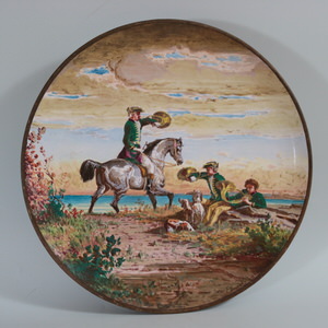 Minton Majolica Landscape Scene Wall Plate by Edouard Rischgitz