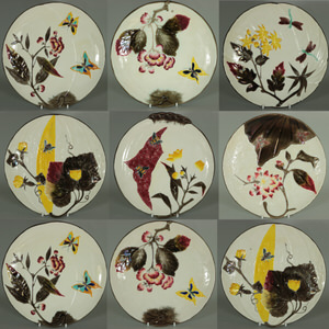 Set of 11 Wedgwood Majolica Bee & Butterfly Plates