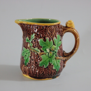 Minton Majolica Oak Jug/Pitcher with Snail Handle