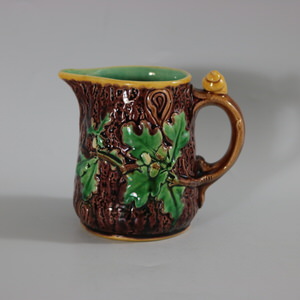 Minton Majolica Oak Jug/Pitcher with Snail Handle