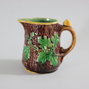 Minton Majolica Oak Jug/Pitcher with Snail Handle