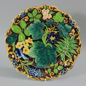 Alcock Majolica Flower And Leaf Plate