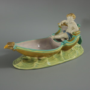Royal Worcester Majolica Putti in Gondola Dish