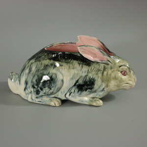 French Majolica Rabbit Pot