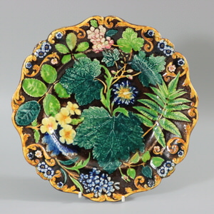 Alcock Majolica Flower And Leaf Plate