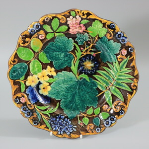 Alcock Majolica Flower And Leaf Plate